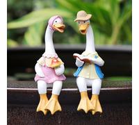 Canard Extérieur Ornements De Jardin Lecture Couple Animaux Sculpture Décorations 22 Cm Paire De Canards Résine Cadeau Intérieur Et Patio Décor Statues