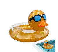 Canard Flotteur gonflable | PVC 91 x 59 cm 550 g Paillettes doré, bleu, jaune | Accessoires de natation à paillettes, costume de fête, lac, étang, vacances à la plage, piscine, station d'été, voyage