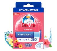 Canard WC Fresh Disc Floral Oasis - Bloc WC Sans Cage Nettoyant - Nettoie à 360° - Nouvel Emballage 100% Carton - 1 Applicateur + 1 Recharge