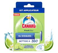 Canard WC Fresh Disc Fraîcheur Citron Vert - Bloc WC Sans Cage Nettoyant - Nettoie à 360° - Nouvel Emballage 100% Carton - 1 Applicateur + 1 Recharge