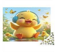 Canard Heureux avec des écouteurs Puzzles 1000 Pièces Papier recyclé pour Adultes Puzzle pour Adultes Jeu Difficile Stimulant Jeu éducatif pour décompression Excellente idée Cadeau 70x50cm/1000pcs