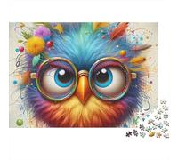 Canard Jaune 1000 Pièces Arc-en-Ciel Hibou Canard Puzzle pour Adultes Carton sans Odeur Anti-Stress Détente pour Passionnés pour Cadeaux Corporatifs 38x26cm/1000pcs