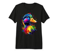Canard Multicolore Arc-en-Ciel Canard Colvert Héron Malard T-Shirt Haut de Gamme