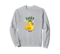 Canard Porte-Bonheur : Charmant Canard en Caoutchouc pour la Saint-Patrick Sweatshirt, Unisexe pour Adultes, Gris Chiné, S