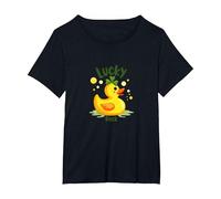 Canard Porte-Bonheur : Charmant Canard en Caoutchouc pour la Saint-Patrick T-Shirt, Femme Grandes Tailles, Noir, 2X