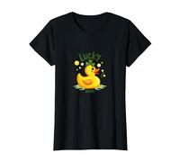 Canard Porte-Bonheur : Charmant Canard en Caoutchouc pour la Saint-Patrick T-Shirt, Femme, Noir, S