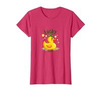 Canard Porte-Bonheur : Charmant Canard en Caoutchouc pour la Saint-Patrick T-Shirt, Femme, Rouge chiné, XL