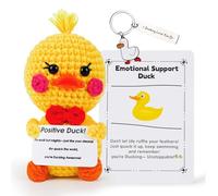 Canard Positive, Peluche Canard Tricotée avec Carte Motivante et Porte-clés, Cadeau Rigolo pour Famille, Homme, Femme, Collègue, Cadeau Anniversaire, Soutien Émotionnel et Décorations de Motivation