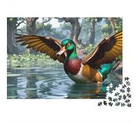 Canard Sauvage Puzzle 1000 Pieces Cadeau Unique Duck Duck in The Water Jeu Éducatif Challenge Toy À De Qualité Supérieure Peinture Art pour Adultes Et Enfants À Partir De 12 Ans 1000pcs (75x50cm)