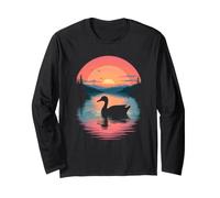 Canard Silhouette sereine au Coucher du Soleil Vibrant Manche Longue