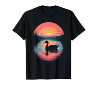 Canard Silhouette sereine au Coucher du Soleil Vibrant T-Shirt