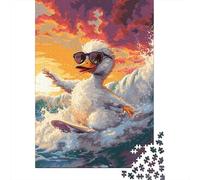 Canard Surf Puzzle 1000 Pièces Carton Épais 12 Ans Style Dessin animé Vibrant Passe-Temps Cadeau Original Pas De Bavures Couleurs Vives Relaxation 38x26cm/1000pcs