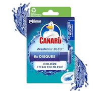 Canard WC Fresh Disc Eau Bleue - Bloc WC Sans Cage Nettoyant - Nettoie à 360° - Colore l'Eau en Bleue - 1 Diffuseur + 1 Recharge