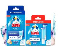 Canard WC Fresh Disc Fraicheur Marine - Bloc WC Sans Cage Nettoyant - 1 Applicateur + 3 Recharges