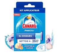 Canard WC Fresh Disc Fraîcheur Marine - Bloc WC Sans Cage Nettoyant - Nettoie à 360° - Nouvel Emballage 100% Carton - 1 Applicateur + 1 Recharge