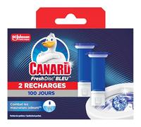 Canard WC Fresh Disc Recharge Eau Bleue - Bloc Sans Cage Nettoyant WC - Colore l'Eau en Bleue - 2 Recharges, 12 Disques