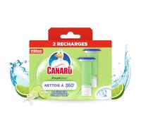 Canard WC Fresh Disc Recharges Citron Vert - Bloc WC Sans Cage Nettoyant - Nettoie à 360° - Nouvel Emballage 100% Carton - 2 Recharges