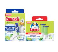 Canard WC - Recharges Fresh Disc Citron Vert - Bloc Sans Cage Nettoyant WC - Nettoyage Puissant Pendant 150 Jours - 1 Applicateur et 3 Recharges