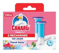 Canard WC - Recharges Fresh Disc Floral Oasis - Bloc Sans Cage Nettoyant WC - 100 Jours De Nettoyage Puissant - 2 Recharges