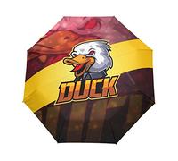 Canard Yeux Rouges en Colère Parapluie Pliant Ouverture et Fermeture Automatique Protection UV Parapluies Pliant Coupe-Vent Ultra-léger pour Voyager Plage Femmes Enfants Fille