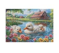 Canards Blancs Ruisseau de Fleurs de Printemps Faune Sauvage Nature Sauvage Puzzle 300 Pièces pour Adultes Agréable Amusant Et Créatif Parfait pour Hobby Et Loisirs Calmes 300 PCS（40x28cm）