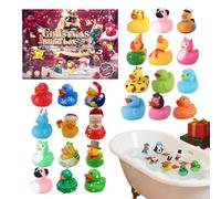 Canards En Caoutchouc De Noël | 24 Jours Compte à Rebours de Noël Canards en Caoutchouc pour,Jouet de Bain Idée Cadeau Maison Salle de Bain Fêtes