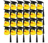 Canards En Caoutchouc De Remise Des Diplômes - 24 Pièces 2 Pouces | Mini Canards Jaunes Avec Casquette Noire | Décorations De Fête En Caoutchouc À Pampilles | Cadeaux De Remise De Dip