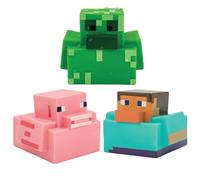 Canards en Caoutchouc Minecraft - Officiellement Licenciés Minecraft, Canards de Bain Creeper, Cochon & Steve, Jouets pour Bains Drôles, Cadeau Original pour Gamers