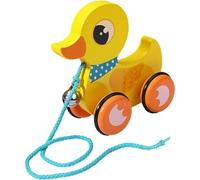Canards pour tout-petits de 1 à 3 ans, jouet à tirer en bois avec clochette et roue antidérapante, canard interactif pour les 1 3 ans, développe la mobilité, l'équilibre et la coordination œil-m