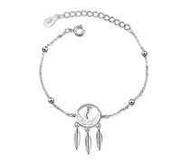Canarea 1 bracelet pour femme et fille - En argent 925 - Style simple ethnique - Attrape-rêves - Tendance - Réglable