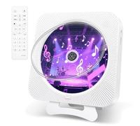 Canareen Lecteur CD Portable Bluetooth, Lecteur de CD de Bureau avec Haut-Parleur HiFi Intégrés, écran LED Audio avec Télécommande Prise Radio FM USB AUX, Blanc