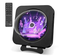 Canareen Lecteur CD Portable Bluetooth, Lecteur de CD de Bureau avec Haut-Parleur HiFi Intégrés, écran LED Audio avec Télécommande Prise Radio FM USB AUX, Noir