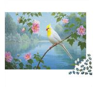 Canaries Puzzles 1000 Pieces Cadeau Unique Branches de Fleurs du lac Défi Jouet À De Qualité Supérieure Peinture Art pour Adultes Et Enfants 1000pcs (75x50cm)