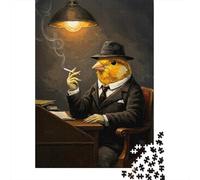Canary in A Suit Puzzle Adulte 1000 Pièces, 52x38cm/1000pcs, Pièces Blanches pour Un Tri Ordonné; Cadeau De Crémaillère pour La Maison