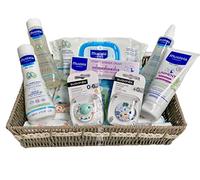 Canastilla Bébé nouveau-né Panier Cadeau Unisexe Enfant Fille Kit Hygiène Complet avec Gel Shampooing Eau de Toilette Lingettes Couches Sucettes et Broche Pack Bébé Nouveau-né Baby Shower Baptême