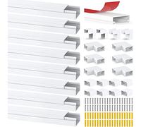canaux de câbles Auto-adhésifs Blancs - pour Cacher Les câbles - pour Tous Les câbles - pour la Maison ou Le Bureau (8pcs*1m（24 * 14mm）)