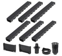 vidaXL Canaux de drainage 6 pcs Plastique 6 m Noir