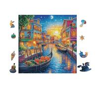 Canaux de Venise 100 Pièces Puzzle Collectionneur en Carton Haute Qualité Haute Difficulté Décoration Murale Oeuvre d'art Cadeau Noël Premium 28x28cm