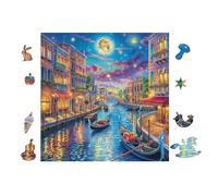 Canaux de Venise at Night 100 Pieces Casse-tête Amateur d'art en Carton Haute Qualité Difficile Niveau Expert Décoration Murale Cadeau Fête des Mères Haute Qualité 28x28cm
