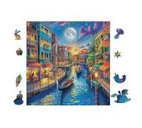Canaux de Venise at Night 100 Pieces Casse-tête pour Ado en Carton Haute Densité Épais Facile Débutant Jeu De Société Soirée Entre Amis Cadeau Fête des Pères 28x28cm