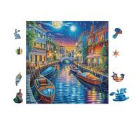 Canaux de Venise with Gondolas 100 Pieces Casse-tête Expert Confirmé en Carton Haute Densité Épais Très Difficile Anti-Stress Loisir Créatif Cadeau Fête des Pères Premium 28x28cm