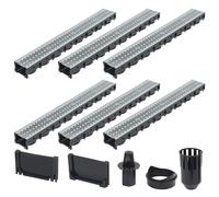Canaux drainage lot 6 acier galvanisé 6 m système emboîtable filtre sortie 10 cm