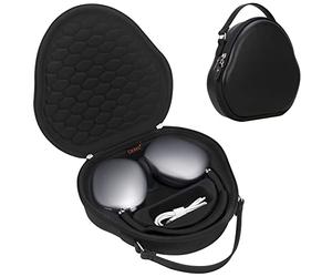 Canboc airpods Max Cas de téléphone pour Apple airpods Max Casque Rigide Smart Headphone Cas Espace supplémentaire pour Les câbles Adapter Chargeur Upgrade Noir (PU)