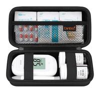 Canboc Boîtier de transport pour glucomètre, dispositif de lancement, bandes de test de sucre dans le sang, lancettes, stylos à insuline, linge à alcool et autres accessoires de soins du diabète, noir