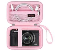 Canboc Carrying Case pour Canon PowerShot G7 X Mark II / G7X Mark III Caméra numérique 4K Vlogging, Point et Shoot 4K Sac Caméra Vidéo, Poche Mesh Zipper Convient à câble USB, Batteries, Rose