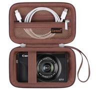 Canboc étui de Transport pour Canon PowerShot G7 X Mark III / G7X Mark II Digital 4K Vlogging Caméra, SX740 SX730 Sac Caméra, Poche Mesh Zipper Convient à câble USB, Batteries, Marron