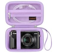 Canboc Etui de Transport pour Canon PowerShot G7X Mark III/Mark II/ SX740/ SX730, Sony ZV-1F, RICOH GR IV, Lumix TZ99/TZ300 Appareil Photo numérique, Poche en Maille pour câble, Batteries, Violet