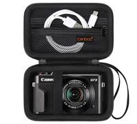 Canboc Etui de Transport pour Canon PowerShot G7X Mark III/Mark II/ SX740/ SX730, Sony ZV-1F, RICOH GR IV, Lumix TZ99/TZ300 Appareil Photo numérique, Poche en Maille pour câble, Batteries, Noir