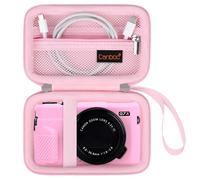 Canboc Etui de Transport pour Canon PowerShot G7X Mark III/Mark II/ SX740/ SX730, Sony ZV-1F, RICOH GR IV, Lumix TZ99/TZ300 Appareil Photo numérique, Poche en Maille pour câble, Batteries, Rose
