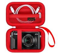 Canboc Etui de Transport pour Canon PowerShot G7X Mark III/Mark II/ SX740/ SX730, Sony ZV-1F, RICOH GR IV, Lumix TZ99/TZ300 Appareil Photo numérique, Poche en Maille pour câble, Batteries, Rouge